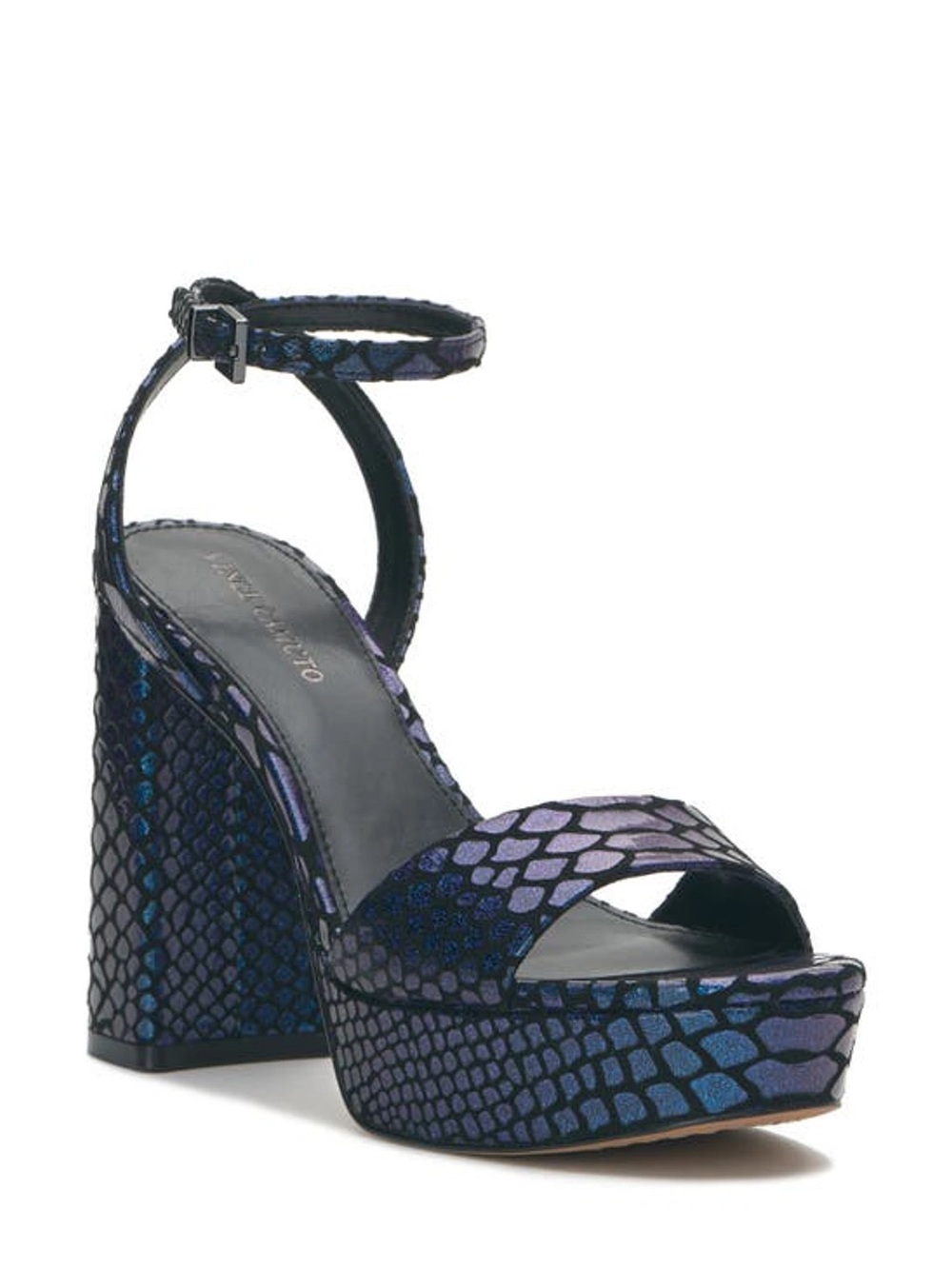 New! VINCE CAMUTO Pendry Ankle Strap Platform Sandal In Deep Ocean Size 8.5